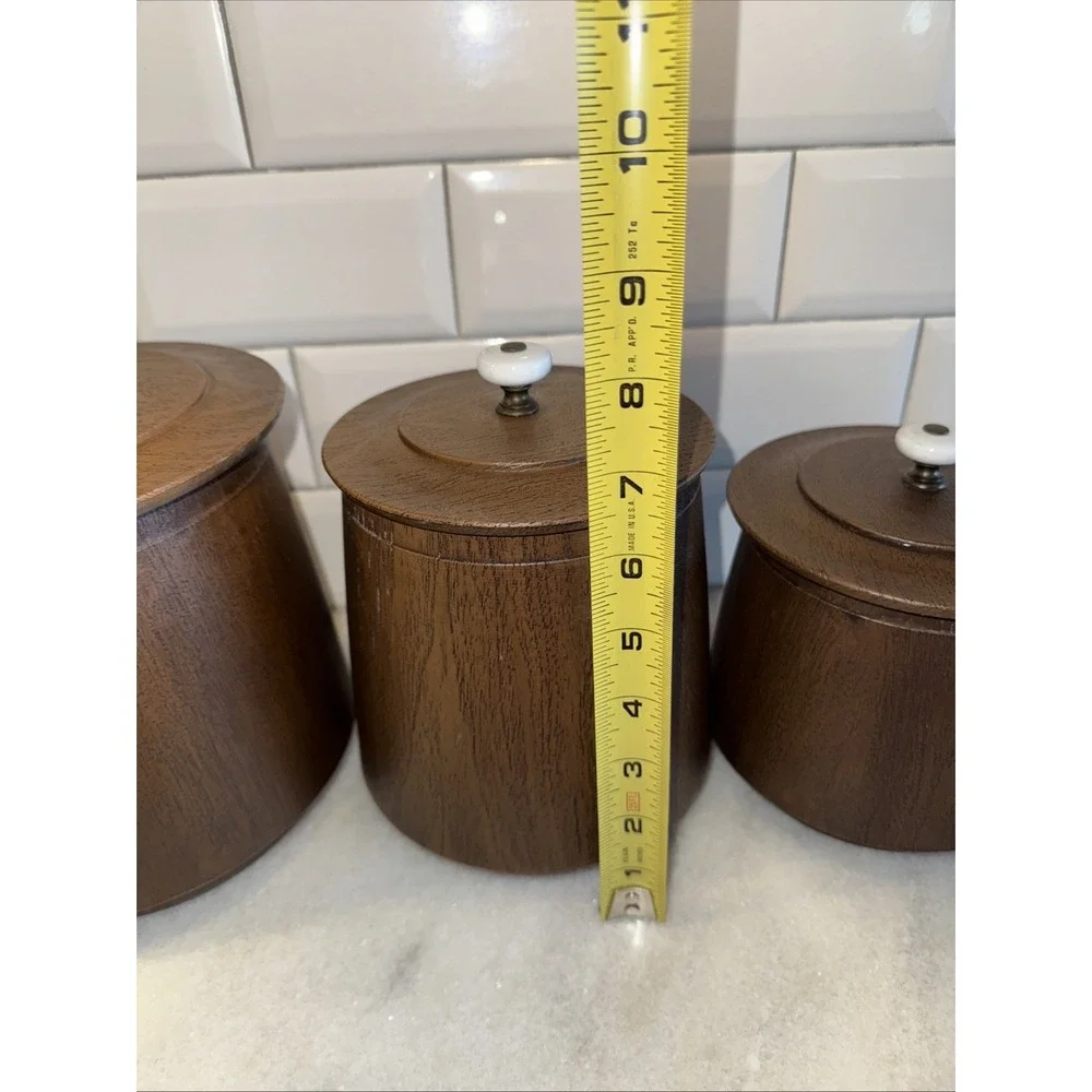 Rare Amazing Vintage‎ MCM Faux Wood/ Hard Plastic Canister Set